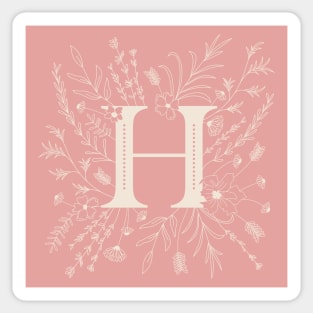 Botanical Letter H (Hibiscus Pink) Sticker